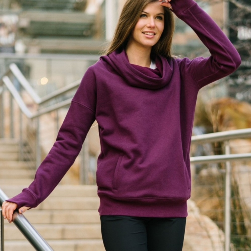 ZYIA Active ⭐️ Oh So Soft ⭐️ cowl hood ⭐️  plum ⭐️  sweatshirt ⭐️